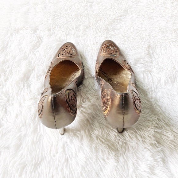 Luciano Barachini Gold Designer Pointy Toe Heel 39 - Picture 5 of 6